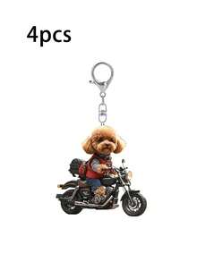 Llavero de acrílico con diseño de caniche en motocicleta lindo, accesorio multifuncional para llaves de auto, diseño de patrón 2D impermeable, adorno exquisito para amantes de las mascotas, accesorio de motocicleta, diseño plano 2D, adecuado para colgar en mochilas y llaves, regalo perfecto para familiares y amigos - Multicolor - Ver 18