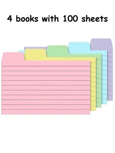 4pcs Colorful Tab Index Cards Dividers - 5 X 3 Inches, 5 Different Colors (Pink, Blue, Yellow, Green, Purple), 25 Cards Each, Great For Notes, Recipes And Organization, Recipe Card Organizer | Index Cards | Paper Card Dividers, Recipe Card Holder