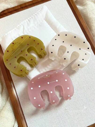 1件套纹理波点M型发夹套装，强力防滑夹爪，时尚发髻配饰，适合女性日常、办公及派对场合，夏季发饰，沙滩抓夹，度假发夹