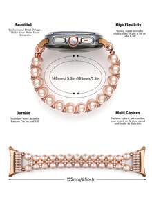 适用于 Galaxy Watch 8 的单件手链套装。女士配饰：闪耀钻石金属优雅手链，适配 Galaxy Watch 8 40mm 和 44mm 表壳。适用于 Galaxy Watch 8 表带。适合 5.5 至 6.3 英寸腕围。男女皆宜的运动手表佩戴。 - 粉色 - 查看 4