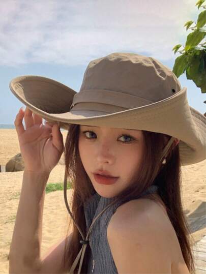 Western Cowboy Hat, Women's Fishing Hat, Summer Beach Vacation Wide-Brimmed Sun Protection Hat, Outdoor Fishing And Mountain Climbing Hat