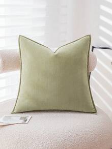 1 chiếc vỏ gối trang trí vuông bản rộng, chất liệu chenille màu xanh lá cây, họa tiết xương cá, phong cách Bohemian, mềm mại và dày dặn, phù hợp cho ghế sofa, phòng khách, phòng ngủ, mọi mùa. - Màu xanh đuôi chuột - Xem 12