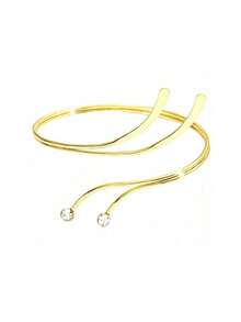 6 Peças Conjunto de Pulseiras Metálicas Geométricas Personalizadas com Folha Exagerada, Flor, Linha Espiral para Mulheres - Dourado - Visão 4
