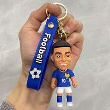 Football Star Keychain Accessory, Small Pendant, PVC Soft Rubber Bag Charm, Jersey Keychain - Multicolor - View 7