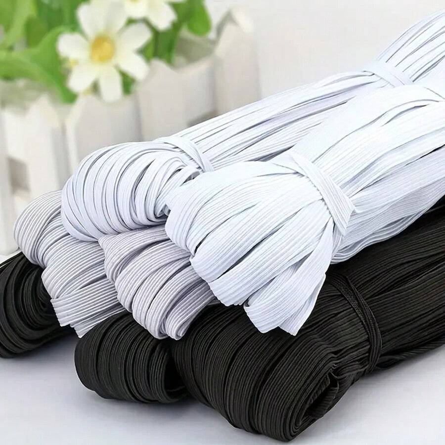 3 Rolls Of 0.2 Inch, 0.32 Inch And 0.47 Inch Wide White And Black Thin Elastic Bands, 5.5 Yards Long, 0.03 Inch Thick, Suitable For Headbands, Sewing Waistbands, Clothing, DIY Crafts, Highly Elastic And Durable - Multicolor - View 1