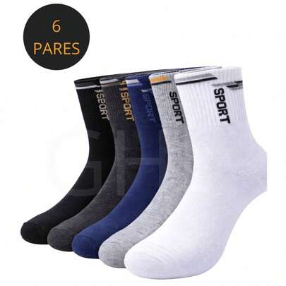 Kit 6 Pares Meia Cano Alto Unissex