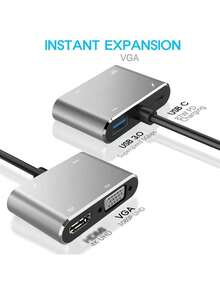 Hub tipo C 4 en 1, transferencia de alta velocidad USB3.0, 4K HD, carga rápida PD de 100W, compatible con una amplia gama de dispositivos - Gris - Ver 2