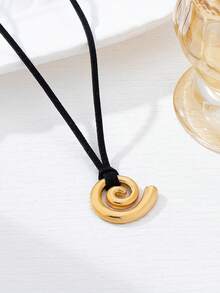1 pieza Collar colgante con diseño de remolino minimalista y elegante, de uso versátil y lujoso para uso diario de mujeres - Dorado - Ver 4