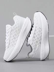 2026新款男士运动鞋，健身网球鞋，网面时尚运动鞋，轻便运动健身跑步休闲鞋，舒适运动鞋，白色，采用高弹EVA鞋底和耐磨TPR橡胶外底 - 白色 - 查看 2