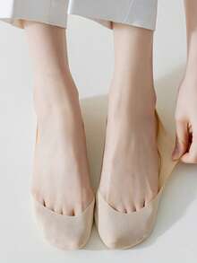 1/5/10 双装女士 3D 船袜 透气加厚蝴蝶结足部按摩保健隐形袜 硅胶防脱丝质减震船袜 - 彩色 - 查看 7