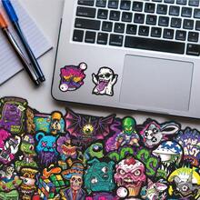 55张哥特骷髅和鬼脸贴纸 - 防水乙烯基材质，适用于笔记本电脑包、手机壳、吉他、滑板等 - 卡通美学DIY剪贴簿儿童礼物剪贴簿用品文具趣味贴纸 Kindle - A - 查看 3