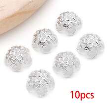 10/30个珠帽 18K镀银精美镂空花朵珠帽 黄铜花朵端帽 散珠 适用于手链项链 DIY珠宝制作工艺品材料 - 銀色 - 查看 22