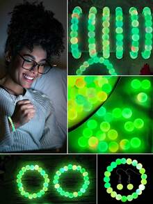 480/960+ Pcs 8mm 50pcs Random Mixed Glow-In-The-Dark Glass Beads Jewelry Set - Jewelry Making/DIY Crafts, Necklace, Bracelet, Party Decor Crystal Glass Beads, Suitable For Women And Night Sports Enthusiasts As Gifts - Multicolor - View 4