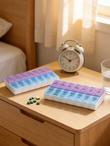 1pc New Portable 7-Day Pill Organizer Box, Mini Compact Pill Case Pill Box Pill Container, Travel Pill Pouch, Weekly Pill Box, Medication Dispenser Sealed Pill Container For Vitamins And Tablets - Multicolor - View 6