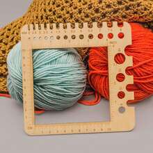 1 thước đo đan bằng gỗ, dụng cụ đo đa năng kiểu cổ điển, phù hợp cho người đam mê móc len, đan len, may vá và các dự án DIY. - A - Xem 5