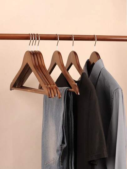 1/3/5/10pcs Premium Wooden Hangers - Non-Slip Wooden Clothes Hangers Suitable For Suits, Pants, Jackets - Heavy Duty Garment Rack Set - Wardrobe, Adult Bedroom, Balcony, Dorm Closet Hangers