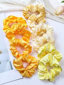 Bộ 10 chiếc dây buộc tóc bằng satin, thích hợp dùng hàng ngày, dùng để buộc tóc đuôi ngựa. - Màu vàng - Xem 5