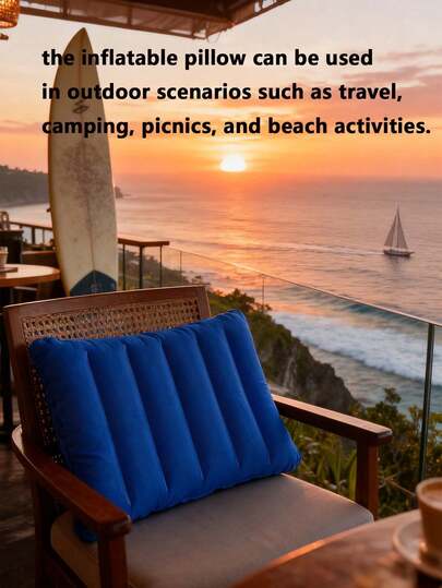 Square Inflatable Travel Pillow - Neck Support For Car And Plane, Also Can Be Used As Lumbar Cushion, Suitable For Long Flights And Road Trips, Comfortable Aviation Accessory, Elegant Travel Gear, Durable Inflatable Material