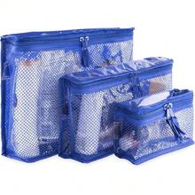 Set Of 3 Waterproof Cosmetic Bags – Different Sizes | Makeup Case, Travel Toiletry Bag, Diaper And Medicine Organizer | Royal Blue – Containers By Aline, 42653581 - 淺灰紫 - 查看 2