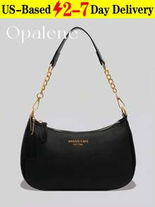 Solid Color PU Leather Shoulder Bag For Women, Adjustable Strap Office Tote Crossbody Bag, Versatile Handbag For Commuting, Adjustable Shoulder Strap Small Square Bag, Armpit Bag, Simple Metal Chain Bag, Travel Essentials, School Supplies, Travel Accessories - 彩色 - 查看 13