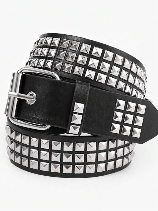 1pc Punk Metal Rivet Adjustable Belt, Casual Daily Wear, Suitable For Summer, Campus, Business, Gift For Boyfriend, Husband, Father, Fashion Versatile, Fit For Teenagers, Outdoor, Vacation, Sports, Travel, Bohemian, Retro Autumn/Winter Accessory, Fit For Teenagers, Youth, Men, Casual, Outdoor, Sports, Vacation, Graduation Gift, Birthday Gift, Daily Wear