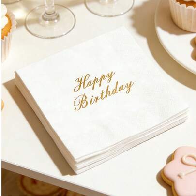 20 pièces/paquet. Serviettes d'anniversaire. Serviettes imprimées avec "Joyeux anniversaire" en feuille d'or. Papier épais 3 épaisseurs absorbant. Nappes. Dessous de verre. Décorations de fête d'anniversaire. Vaisselle jetable convenant pour la maison, le restaurant et la cuisine. Décorations de fête de vacances.