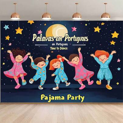 平面2D背景布 - 睡衣派对主题摄影背景布，房间和工作室道具装饰横幅，适用于家庭聚会、派对、工作室和户外节日等多种家居装饰，平面2D设计。多种款式和尺寸可供选择。