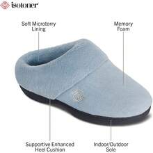 Pantuflas de espuma antideslizantes clásicas para mujer Isotoner - Niebla azul - Ver 2