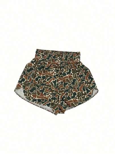 Y2K Mens Shorts Camouflage Print Quick Dry Swim Trunks Elastic Waist Beach Shorts With Pockets