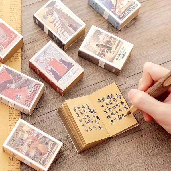 Retro Style Mini Notebook, Die-Cast Portable Vintage Memo Pad