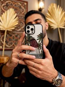 Middle East 1pc Middle Eastern Palm Tree Person Design Phone Case, Compatible With IPhone 17 Pro Max/17 Pro/17/16 Pro Max/16 Pro/16/15/14/13/12/11, Full Coverage Shockproof Soft Case - Black - View 4