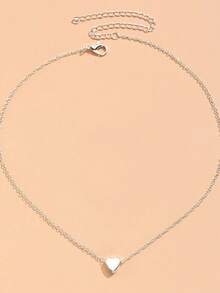 1件项链 女士日常情人节简约心形吊坠 优雅银色 - 銀色 - 查看 4