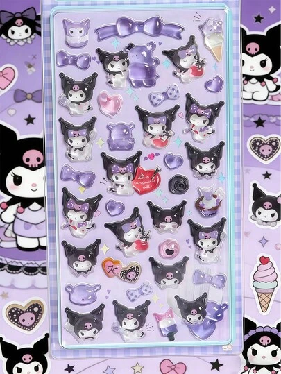 1张可爱卡通Meloy动漫立体贴纸，可爱DIY手工手机装饰贴纸，女孩礼物，款式和颜色随机发送，部分款式可能存在色差，手工工艺品，精致3D可重复使用贴纸
