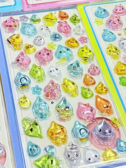 泪滴形设计艺术手工贴纸，适合儿童，互动贴纸，日常装饰贴纸，派对装饰贴纸