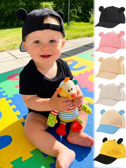 1 pieza Gorra de béisbol suave y linda, unisex para bebé, suave y cómoda, ajustable, adecuada para uso diario y deportes al aire libre de ocio