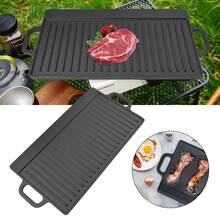 Non Stick Cast Iron Griddle Pan Skillet Cooking Plate - Black - View 4