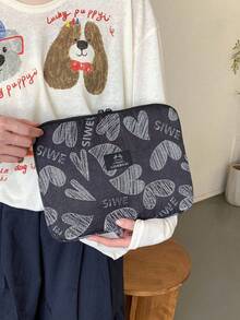 Laptop Bag / Tablet Bag 11-Inch / 14-Inch Laptop Bag / Bag / Laptop Case Denim Color Heart Pattern Waterproof Portable Computer Protective Cover / Small Bag / File Bag / Laptop Inner Bag / Computer Carrying Bag 11/13/14/15.3/15.6 Inches Portable Tablecloth Bag Suitable For 9-11-Inch Air 4 / 5 Pro 11/Mini 5/6 Protective Cover / Shockproof Bag School Season Essential Bag Laptop Bag For Women Laptop Sleeve Laptop Cover For Business Travel Essentials - Multicolor - View 5