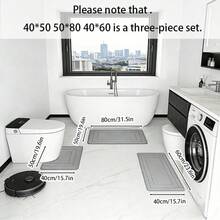 3pcs Curved Bathroom Anti-Slip Anti-Moisture Bath Tub Toilet Home Soft Absorbent Anti-Slip Mat Shower Non-Slip Small Rug - Grey - View 6