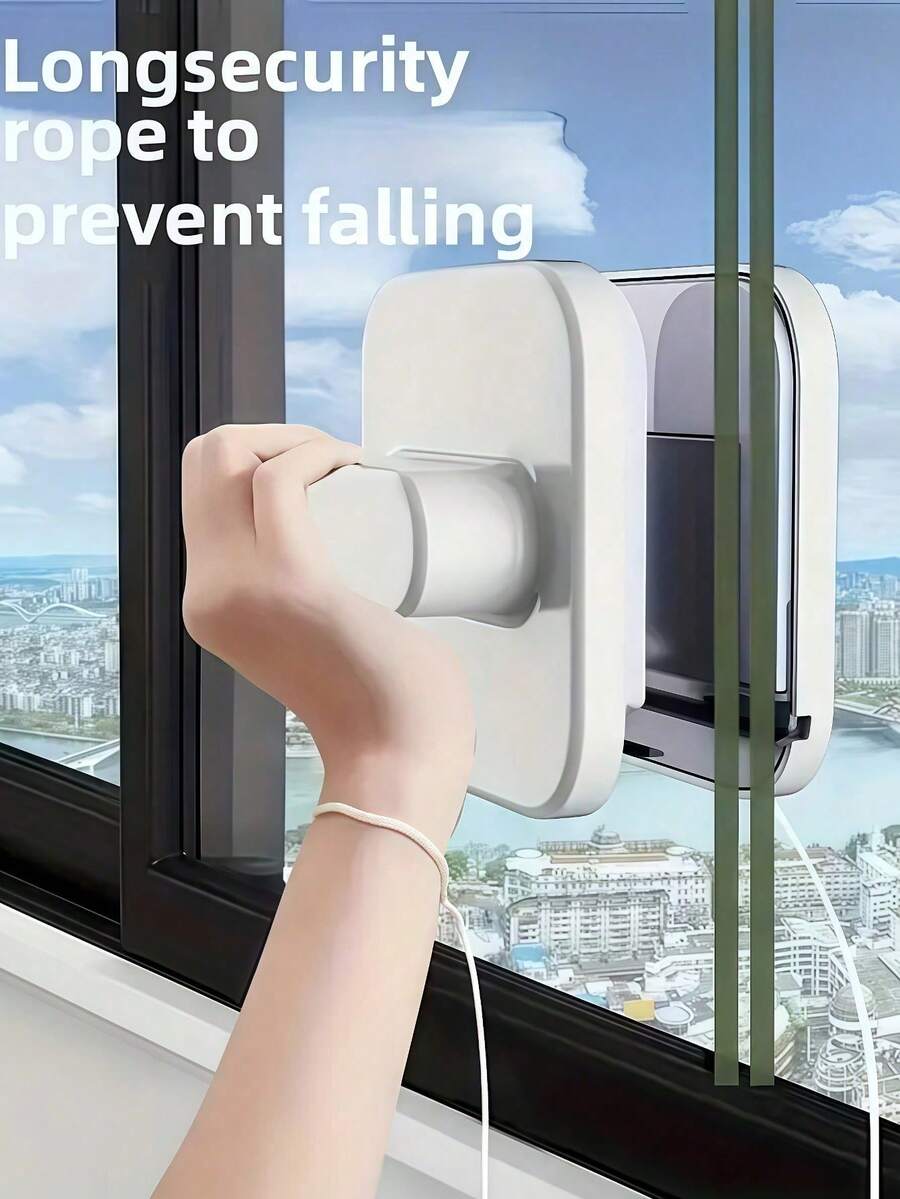 Bộ dụng cụ vệ sinh cửa kính từ tính siêu mạnh 1 chiếc kèm dây an toàn, thiết kế hai mặt cho kính dày 3-10mm, khóa an toàn chống kẹp tay - Dụng cụ vệ sinh nhà cửa, xe hơi, căn hộ cao tầng, dụng cụ cạo và chải kính cho nhà cửa, phòng tắm, nhà bếp.
