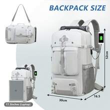 YSTYLE 易捷航空手提行李背包 52x32x17厘米/57x30x20厘米/63x35x23厘米 男女通用登機箱包 15.6英寸筆記型電腦背包 帶USB充電器 徒步旅行背包 - 銀灰色 - 查看 6