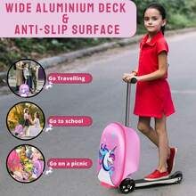 Aafan Ride On Scooter Suitcase With Foldable Design, Smooth Wheels And Spacious Storage - Unicorn - View 5