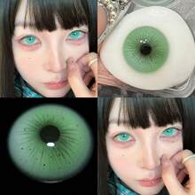 Lalens Angel Green 美瞳，1 副，14.5mm 小瞳孔软性美瞳，半年更换一次，附赠镜盒，自然棕色，完美适用于秋冬季节，千禧时尚，适合作为圣诞礼物、新年礼物、生日礼物、万圣节派对必备，最适合女性和女孩用于化妆和眼部美妆。 - 天使綠 - 查看 5