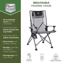 Timber Ridge - Silla Plegable de Camping para Adultos sillas Plegables de Aluminio con Soporte Organizador para Tazas y reposacabezas extraíble Resistente soporta hasta 300 Libras Color Gris - Gris - Ver 4