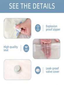 5pcs Vacuum Storage Bags, Plastic Rectangular Multi-Purpose Bags With Zipper Seal, Moisture-Proof, Suitable For Bedding, Pillows, Blankets, Clothes - Save 80% Space, No Electricity Required - Blue Flowers - View 6