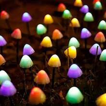 完美節日禮物 太陽能花園蘑菇燈 20 LED 迷你太陽能地插路徑燈 8 種照明模式 高品質戶外景觀裝飾 暖白色/彩色 可愛逼真蘑菇燈 適用於露台草坪復活節假期派對 - 彩色光 - 查看 5