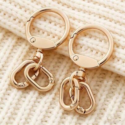 2 قطعة مشبك دوار للمفاتيح، مشبك دوار رقيق وصغير مع حلقة مفاتيح، مناسب لصنع سلاسل المفاتيح، أعمال DIY، إكسسوارات السيارات، تميمة الحقيبة، ديكورات أسلوب الكمبوس جوث/Y2K