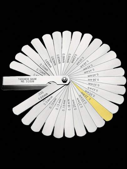 1pc Stainless Steel 32-Piece Feeler Gauge Set, Precision Instrument Gap Calibration Ruler, Automotive Valve Gauge Kit For Professional Instrument Measurement