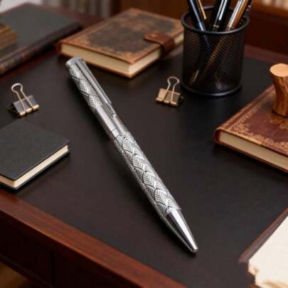 قلم حبر معدني موضة جديدة، بأنبوب منقوش بزخارف زهرية، قلم كتابة بسيط، متوفر بألوان متعددة