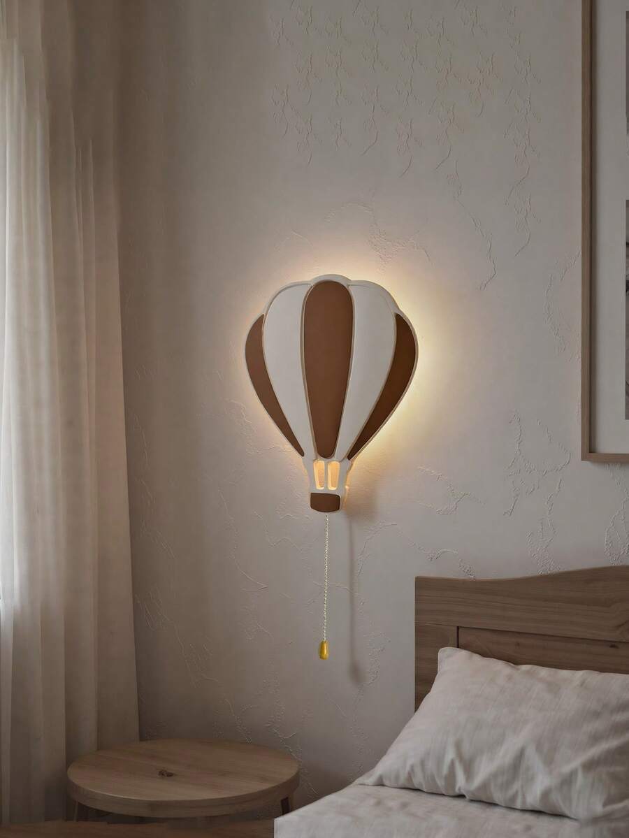 1 Đèn tường phòng ngủ trẻ em, Đèn ngủ treo bóng bay bằng gỗ, Chạy bằng pin - Nhiều màu - Xem 1