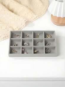 1/9pcs Velvet Jewelry Display Tray Large Capacity Organizer Independent Compartment Holder Multi-Slot Storage Box Minimalist Necklace Bracelet Ring Earring Pendant Case Luxury Gift Set - Multicolor - View 18